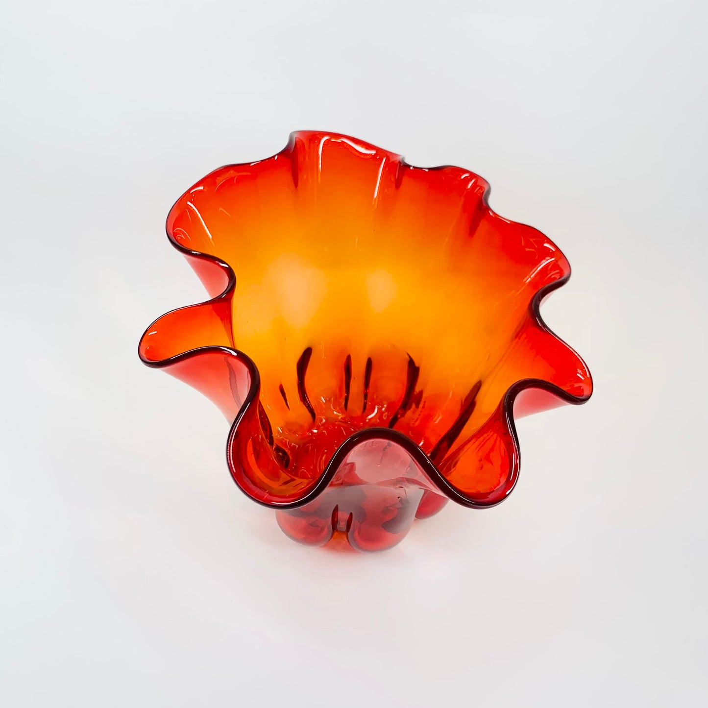 70s JAPANESE ORANGE RED OMBRE HANDKERCHIEF VASE