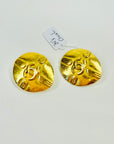 1980s CHANEL TEAR DROP GOLD LOGO CLIP ON EARRINGS