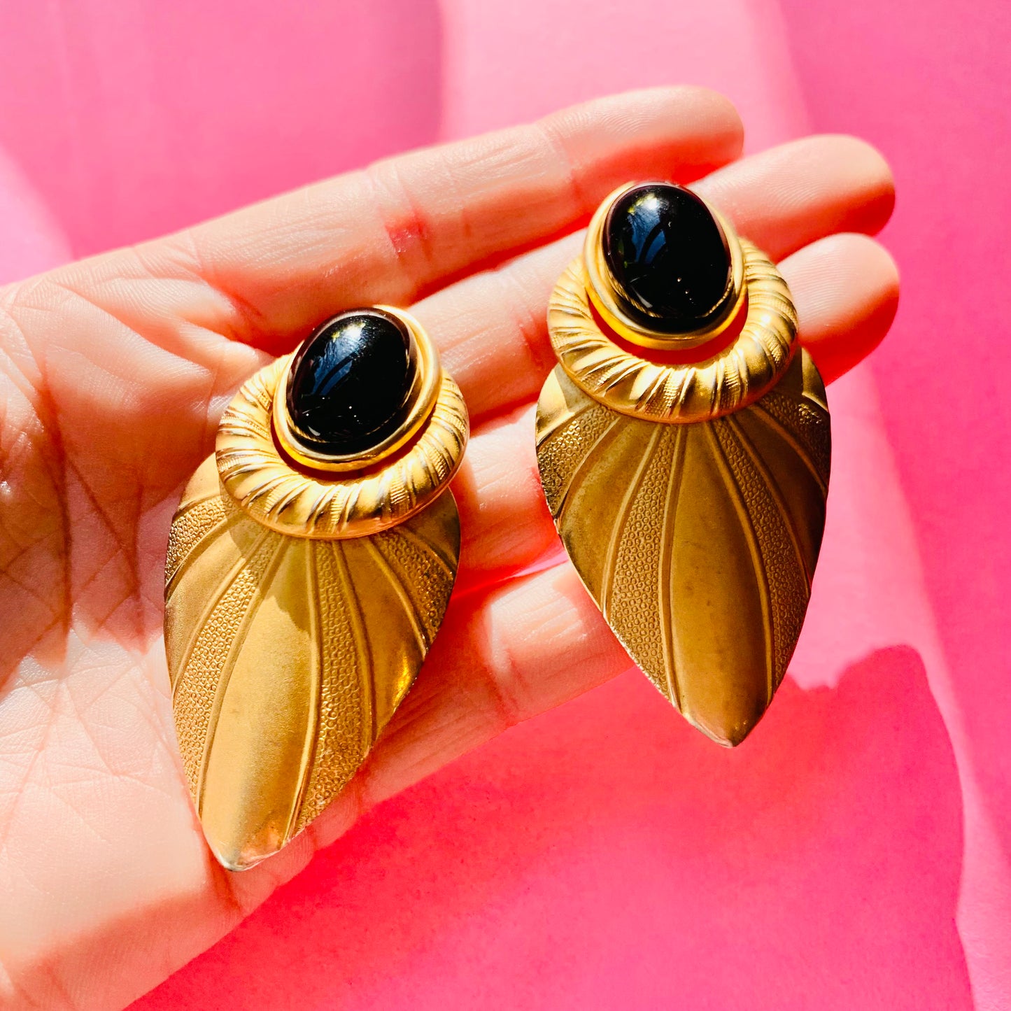 ANTIQUE ART DECO BLACK SCARAB DROP EARRINGS