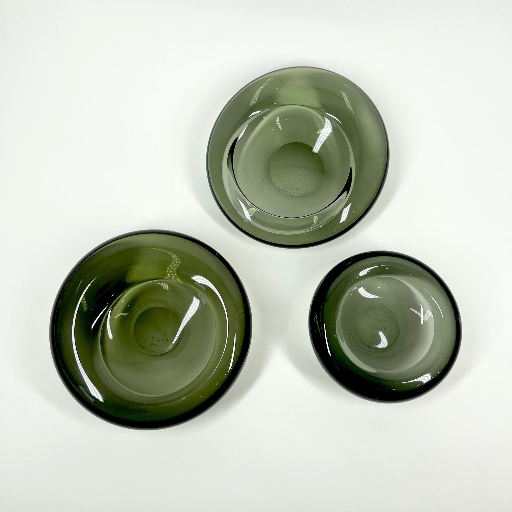 1960s HOLMEGAARD SIGNED GREY GLASS STONE BOWL BY PER LUTKEN