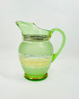 1950s GREEN GOLD GILDED GLASS JUG SET