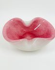 1950s MURANO PINK SPECKLED CASED WHITE OPALINE BOWL/ASHTRAY