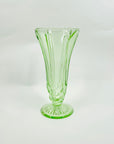 ANTIQUE ART DECO PRESSED GREEN DEPRESSION GLASS VASE
