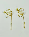 VINTAGE CHRISTIAN DIOR TRIBALES PEARL DANGLY CD BAR PIERCED EARRINGS