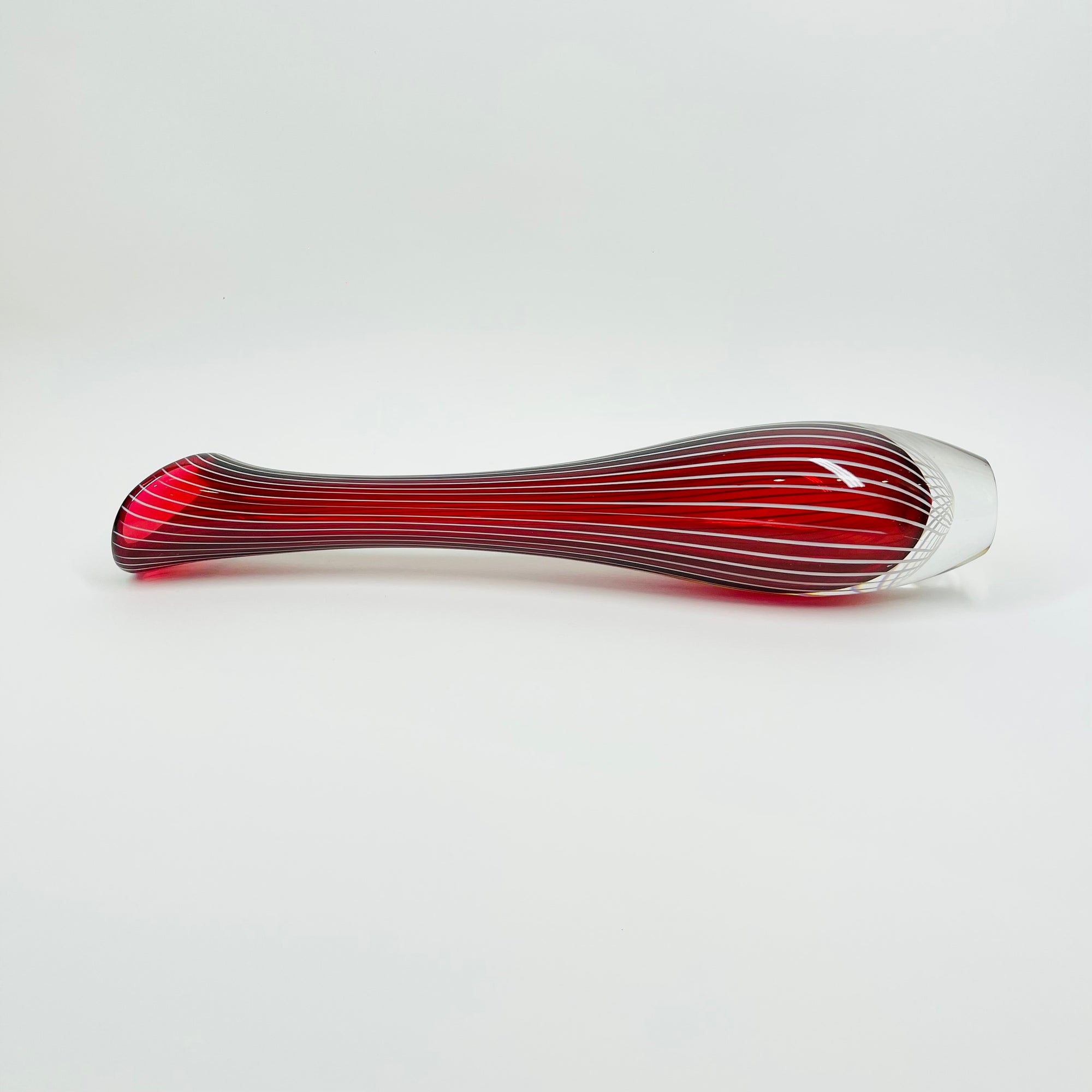 1960s ZEBRA SOMMERSO GLASS VASE BY VICKE LINDSTRAND FOR KOSTA BODA