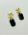 2023 LIMITED EDITION CHANEL NO.5 BLACK RESIN GOLD DROP DROP PIERCED EARRINGS