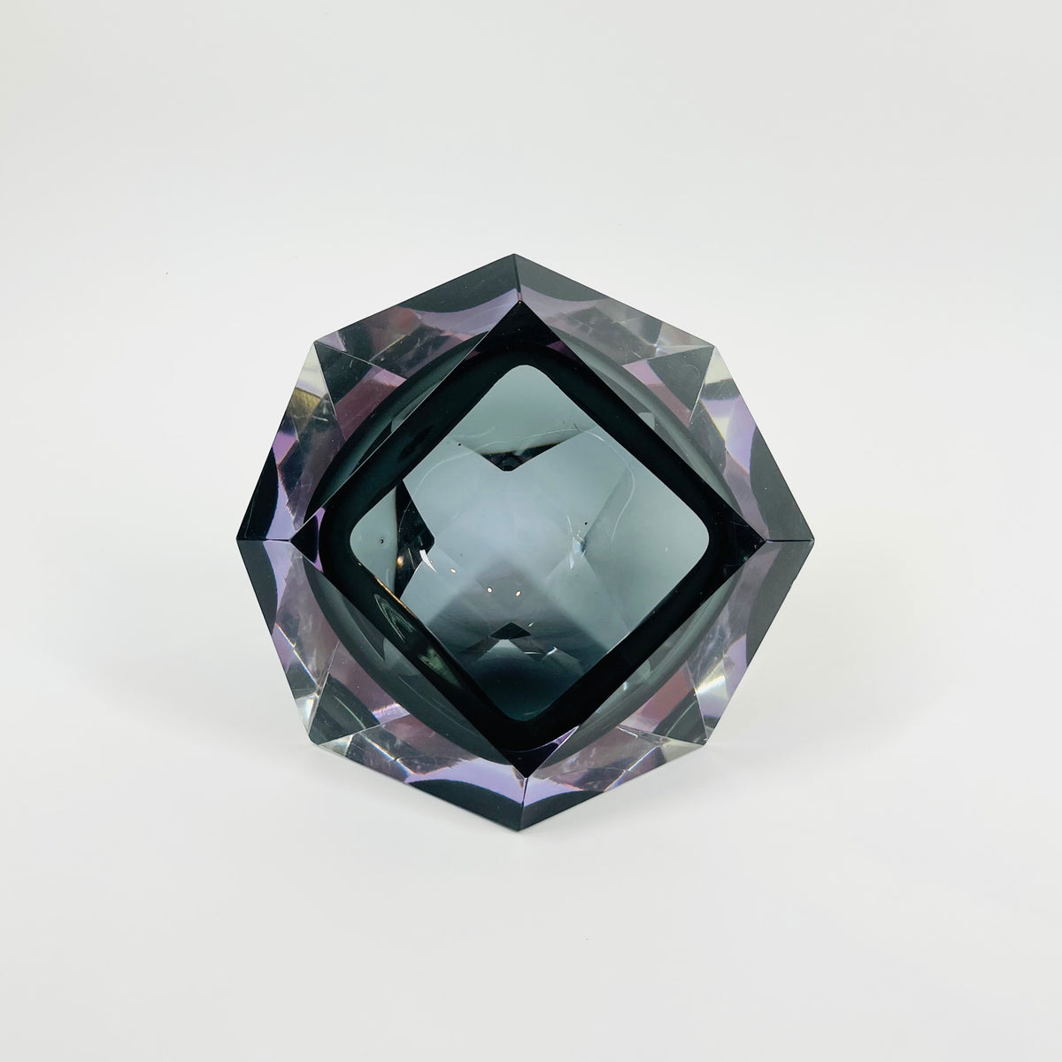 1960s PINK PURPLE GREY SOMMERSO DIAMOND FACETED GLASS BOWL