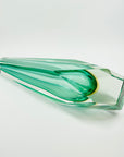 1980s TURQUOISE YELLOW SOMMERSO GLASS HEXAGON MANDRUZZATO VASE