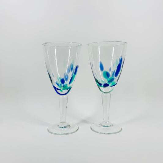 80s MURANO SPATTER GLASS GOBLETS