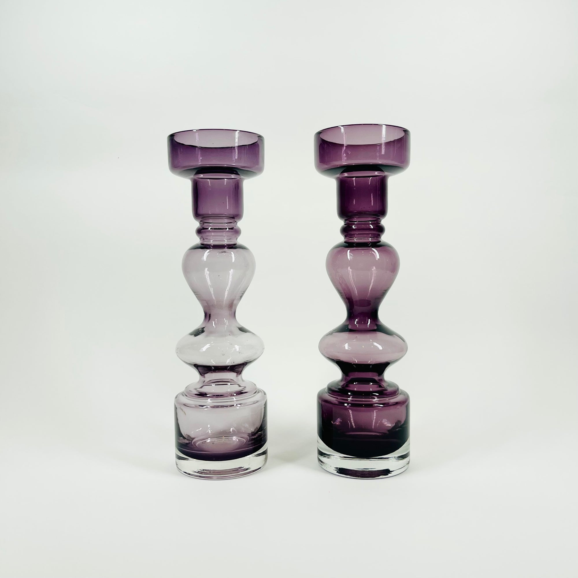 1960s SWEDISH ASEDA PURPLE SOMMERSO GLASS CANDLE HOLDER/POSY VASE