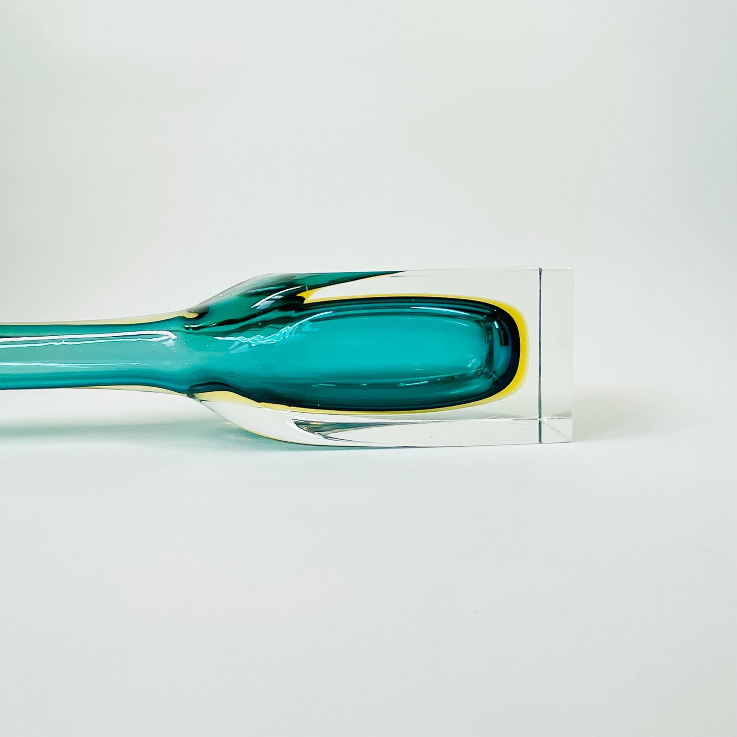 1950s MURANO GREEN BLUE YELLOW SOMMERSO GLASS DECANTER