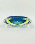 1940s GREEN COBALT BLUE SOMMERSO URANIUM GLASS BOWL