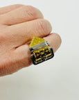 VINTAGE LOUIS VUITTON COSTUME TWO TONE MONOGRAM BUCKLE RING