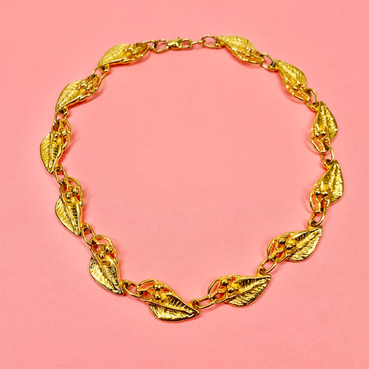 80s YVES ROCHER LEAF LINKS NECKLACE