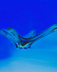 X-LARGE 1940s URANIUM MURANO BLUE SOMMERSO GLASS BOWL