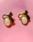 1980s BOW KNOT PEARL CLIP ON EARRINGS