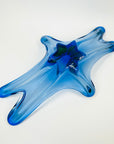 X-LARGE 1940s URANIUM MURANO BLUE SOMMERSO GLASS BOWL
