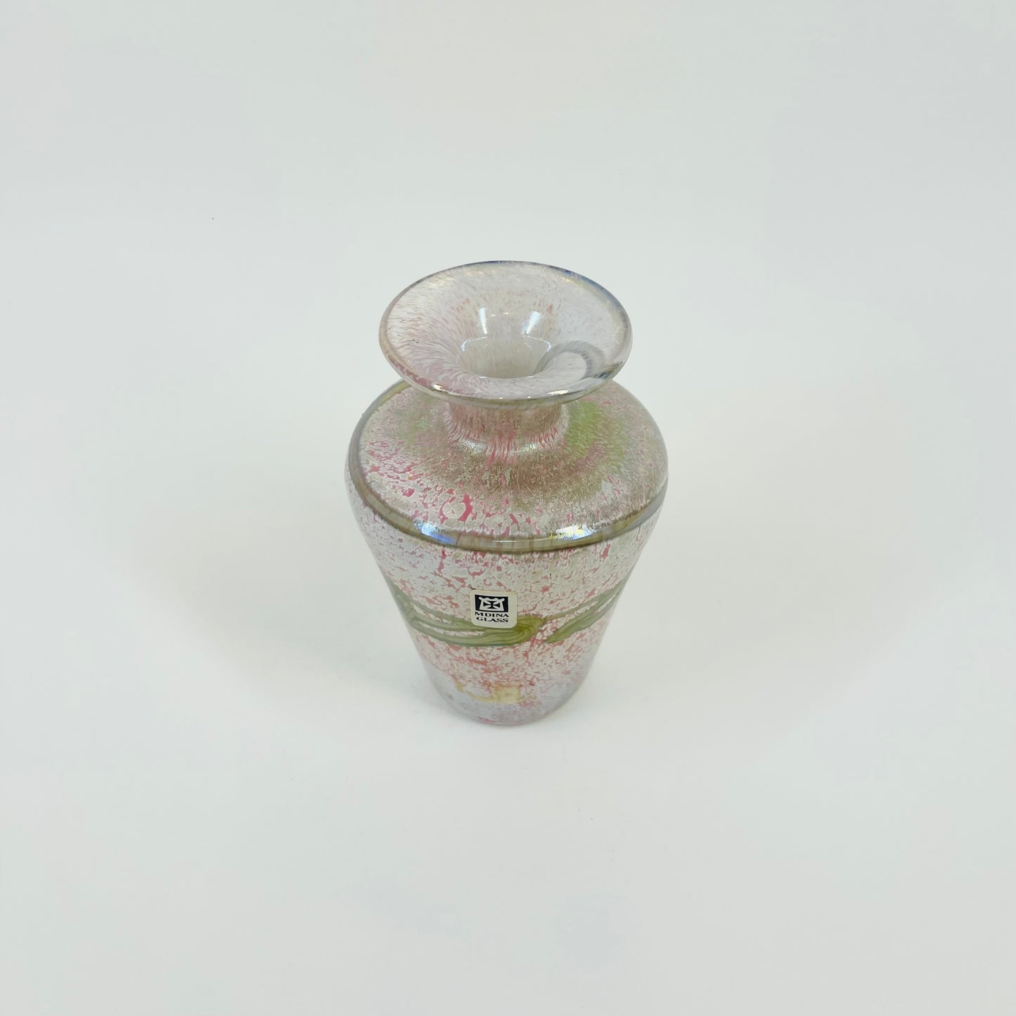 1980s MDINA PINK ART GLASS POSY VASE