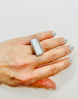 1960s DANISH BRUTALIST SILVER MOTHER OF PEARL BAR RING