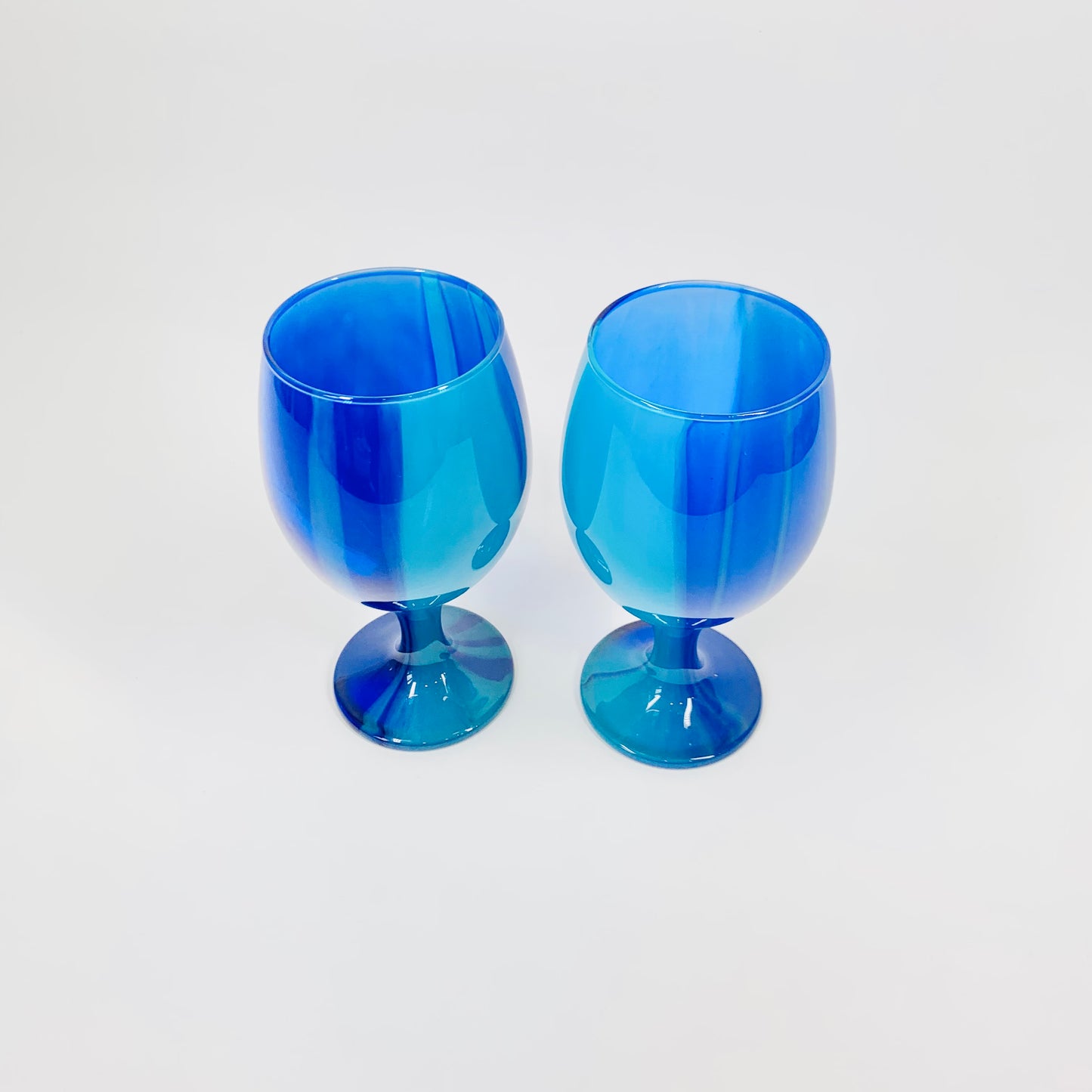 HAND PAINTED BLUE WINE GLASSES