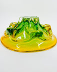 1960s ITALIAN MURANO GREEN GOLD SOMMERSO BULBOUS BASE GLASS BOWL