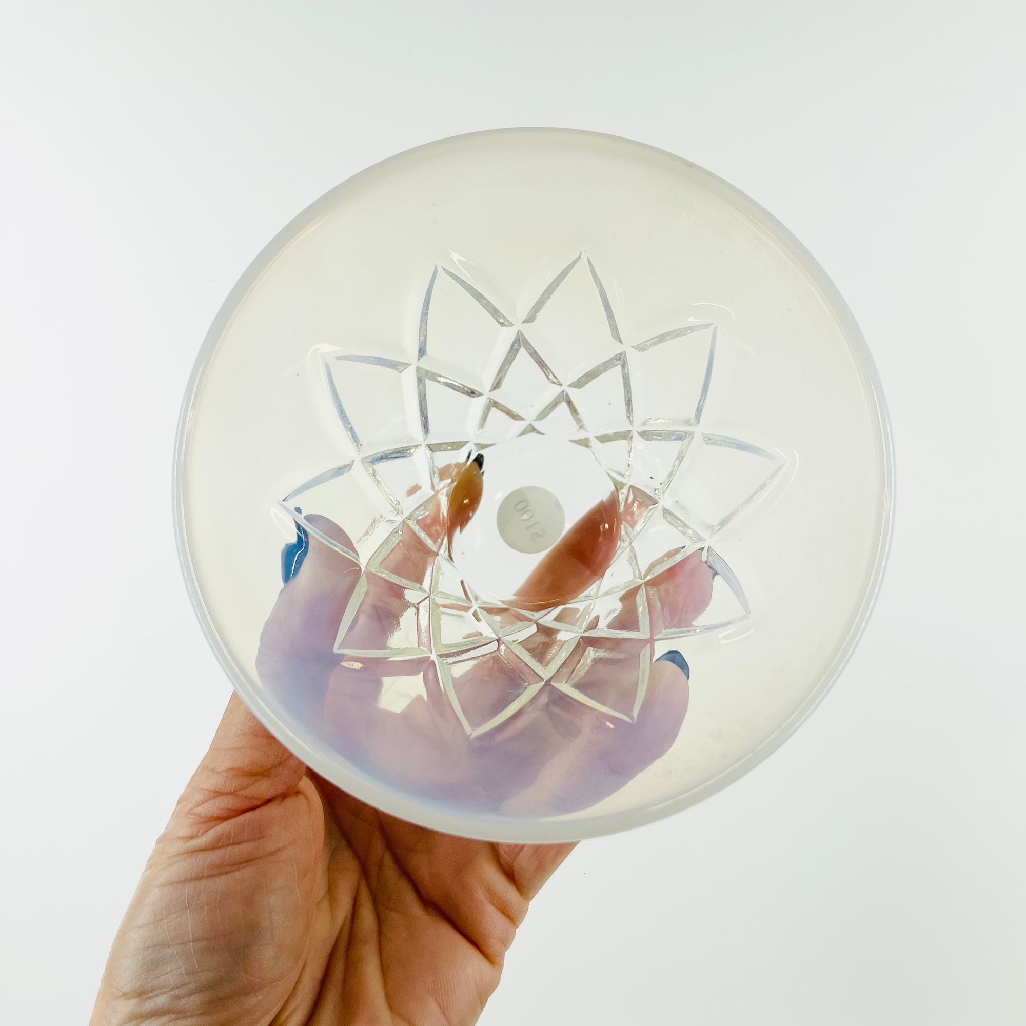 ANTIQUE PRESSED OPALESCENT GLASS MINI BOWL