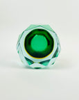 1940s GREEN BLUE GOLD AMBER MURANO MANDRUZZATO SOMMERSO DIAMOND FACETED GLASS BOWL/ASHTRAY