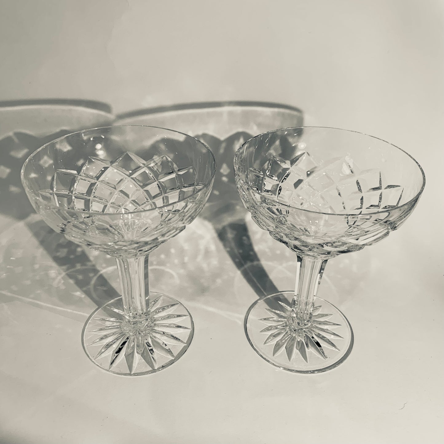 ANTIQUE CUT CRYSTAL HOLLOW STEM COUPE