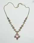 ANTIQUE SILVER FESTOON NECKLACE WITH PINK GLASS PASTES