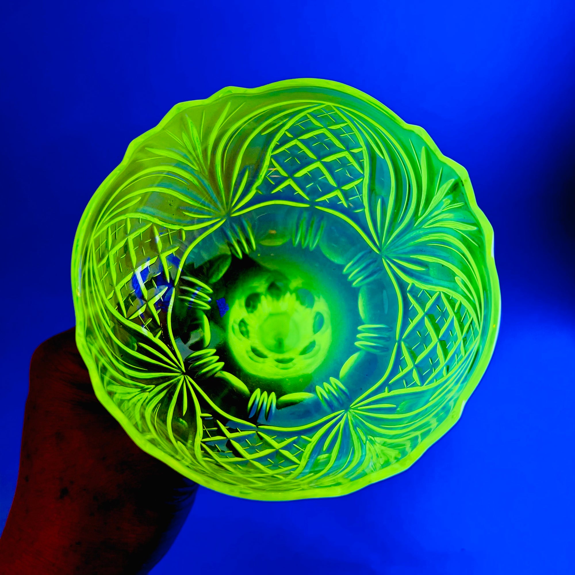 URANIUM GLASS TRUMPET VASE
