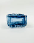 1950s AQUAMARINE BLUE BRUTALIST GLASS MINI VASE BY JOSEF SCHOTT