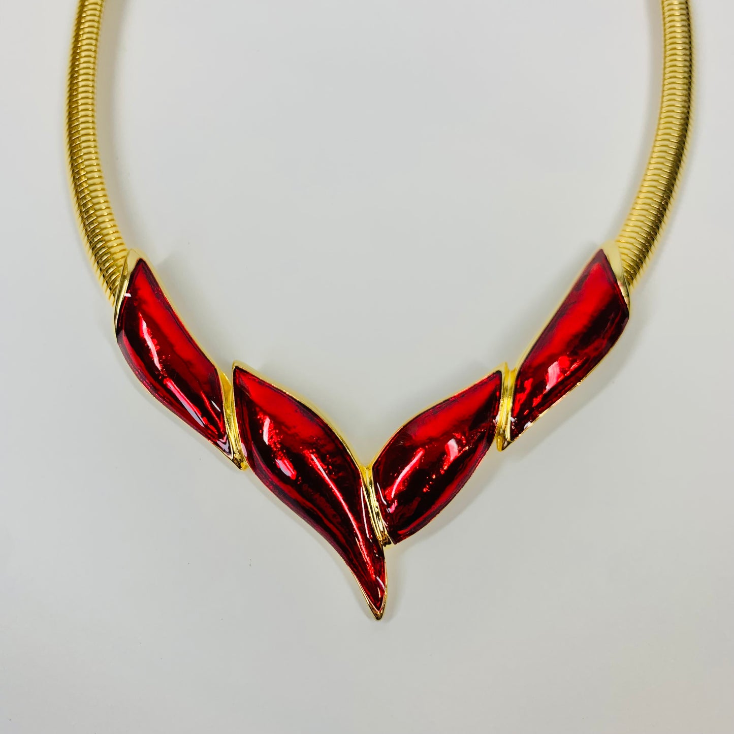 80s BARCS RED ENAMEL NECKLACE SUITE