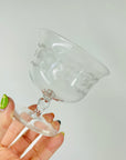 ANTIQUE ETCHED SUNFLOWER GLASS COUPE