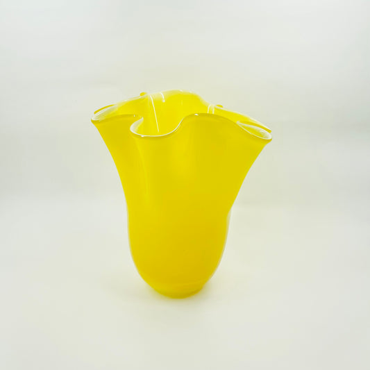 1960s YELLOW CASED HANDKERCHIEF VASE