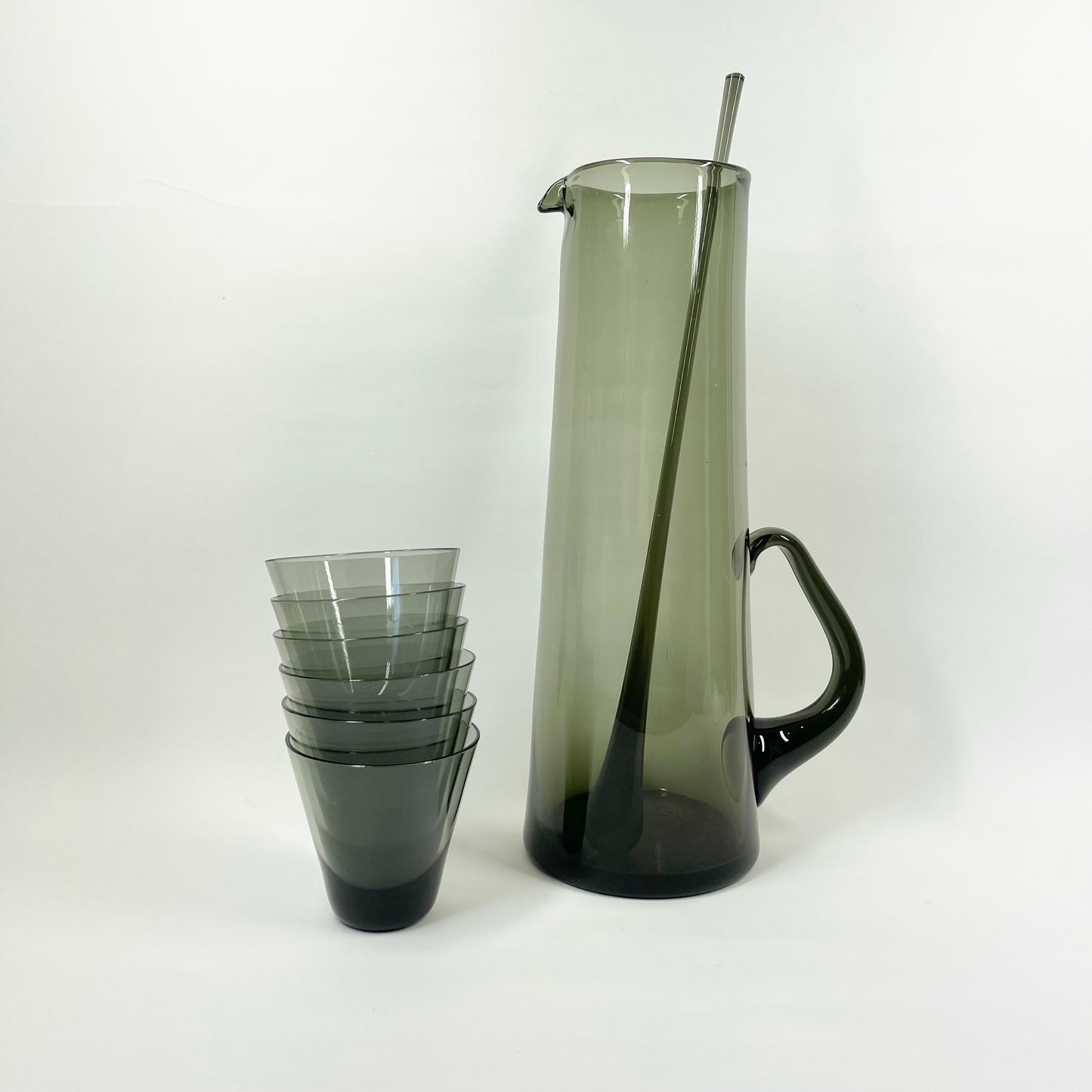 1950s POLISH GREY GLASS JUG SET