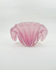 1950s PINK MURANO RIBBED OPALINE GLASS SHELL BOWL (MEDIUM)