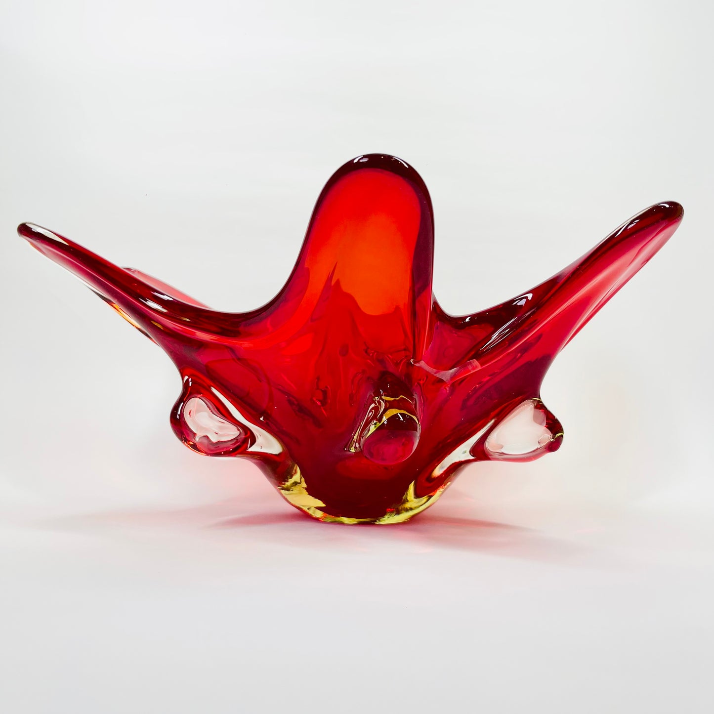 1940s URANIUM MURANO RED SOMMERSO GLASS BOWL