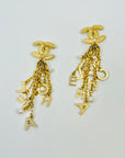 2020 LIMITED EDITION CHANEL CC LOGO PEARL TASSELS DROP PIERCED EARRINGS