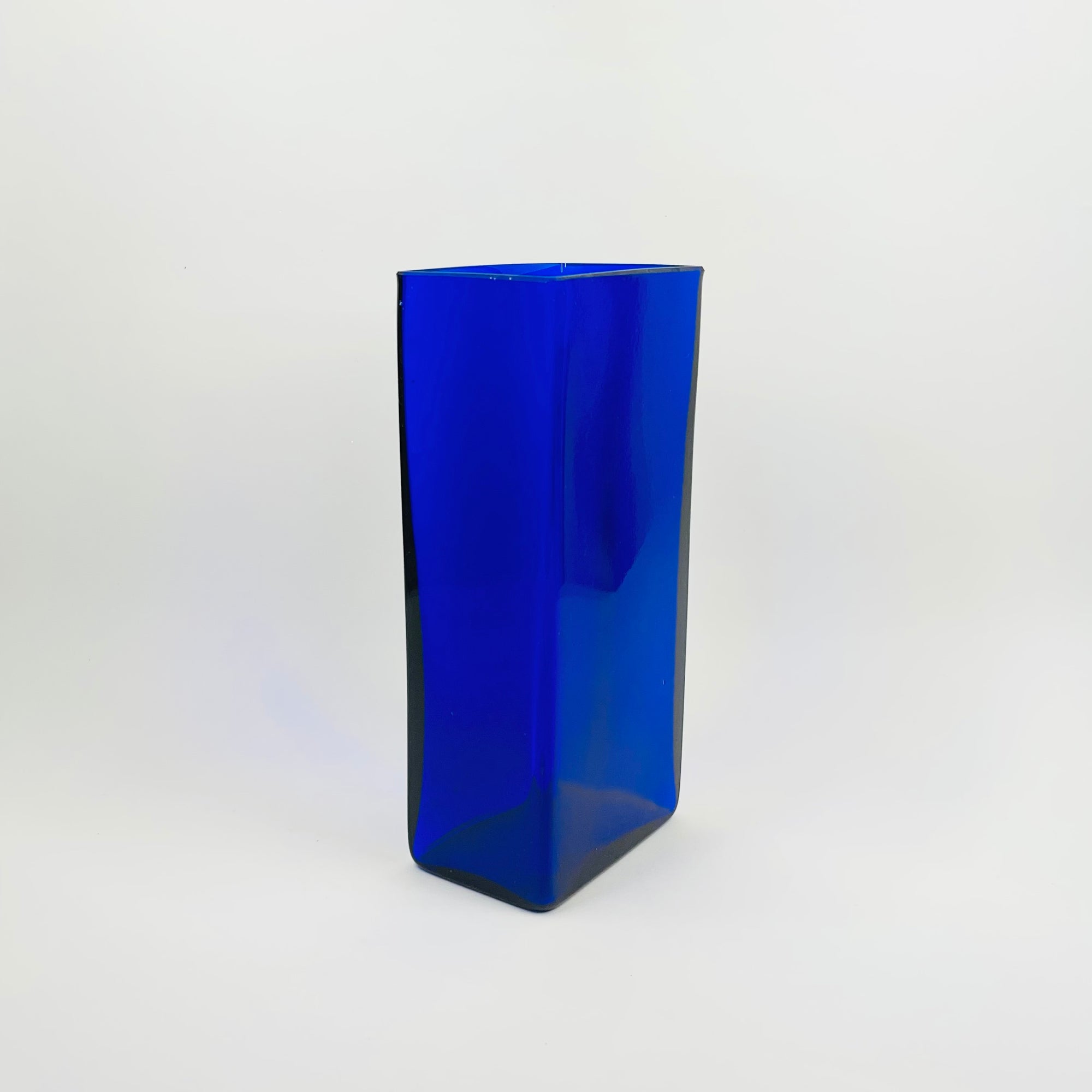 ANTIQUE COBALT BLUE GLASS BRICK VASE