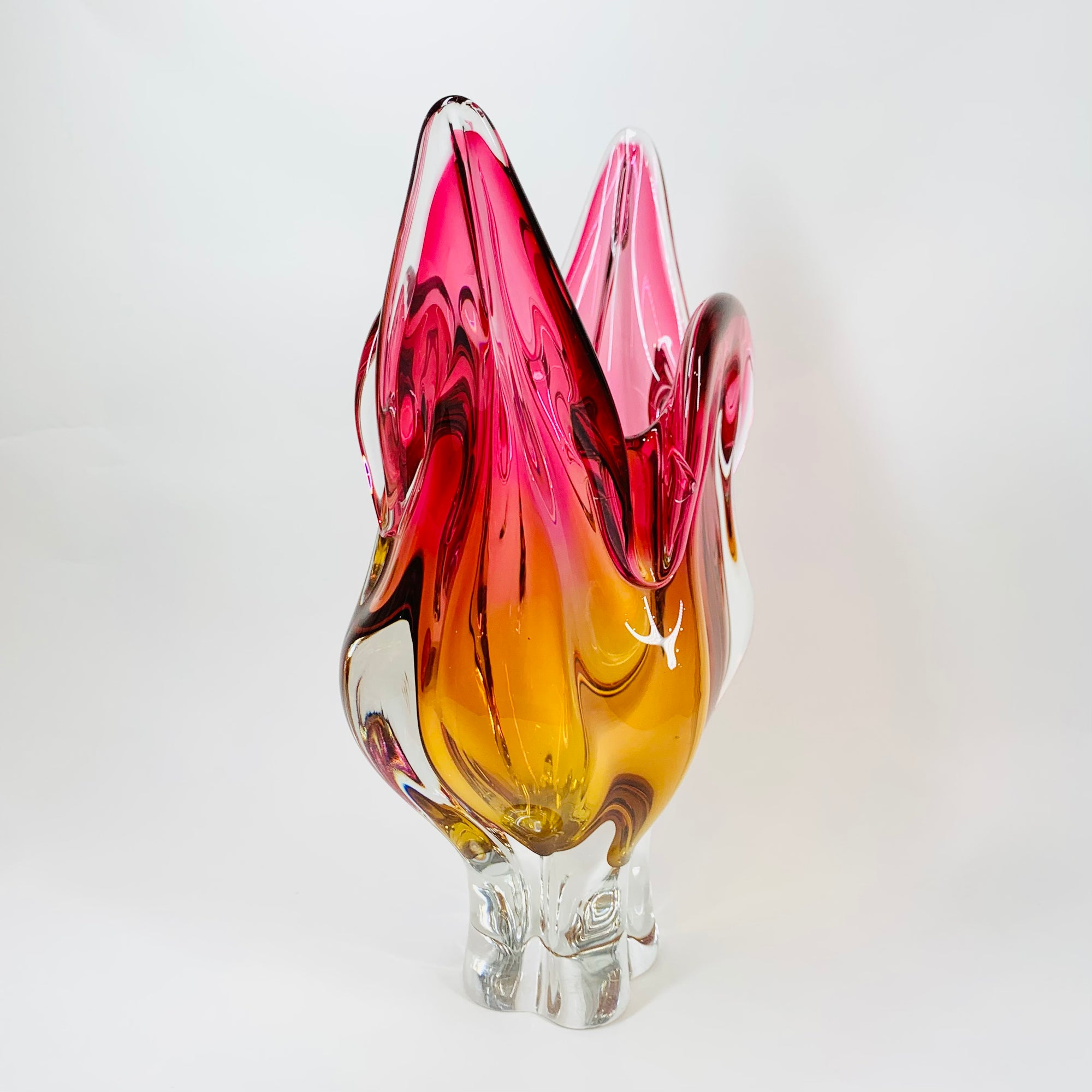 1960s SKLO UNION GREEN SOMMERSO GLASS VASE BY JOSEF HOSPODKA