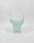 1950s VENETIAN BLUE LATTICINO GLASS BASKET