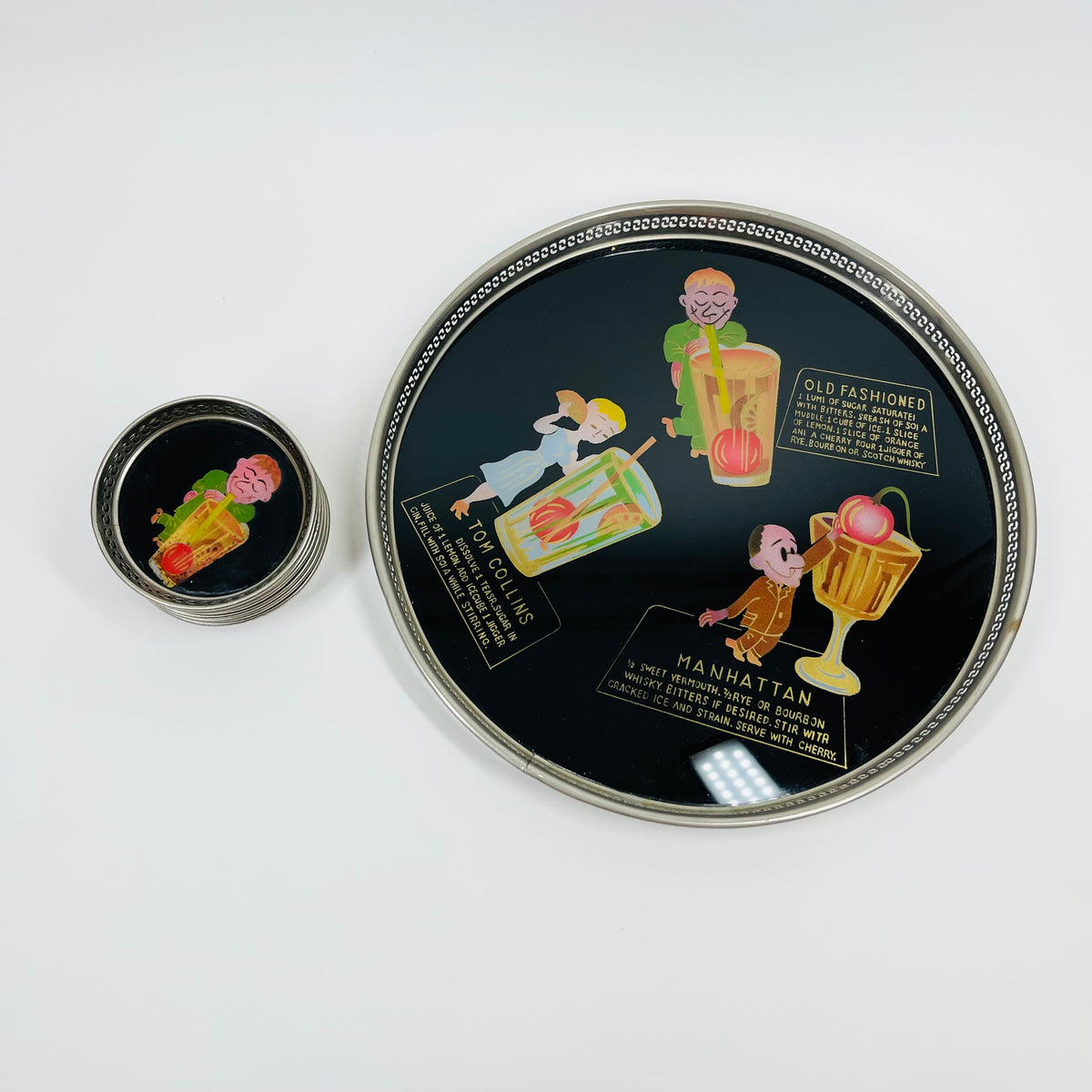 1950s DRINKS TRAY WITH MATCHING COASTERS