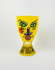1980s MEMPHIS MILANO HAND PAINTED YELLOW GLASS VASE BY NATHALIE DU PASQUIER