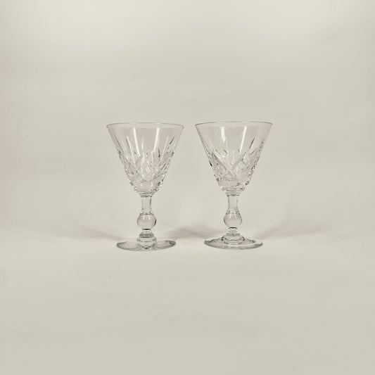 ANTIQUE WEBB CRYSTAL FOOTED LIQUEUR GLASSES