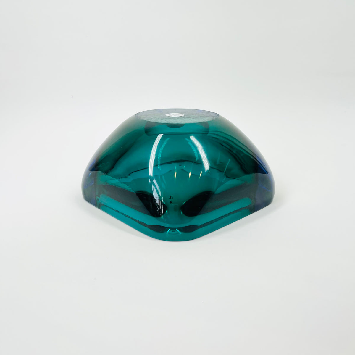 1960s BLUE AQUAMARINE SOMMERSO SQUARE GLASS BOWL/ASHTRAY