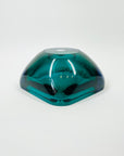 1960s BLUE AQUAMARINE SOMMERSO SQUARE GLASS BOWL/ASHTRAY