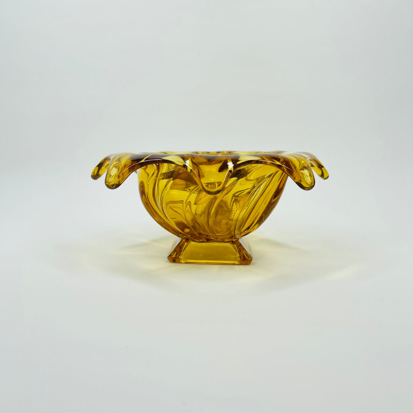 ANTIQUE ART DECO AMBER GLASS FLOAT BOWL/VASE