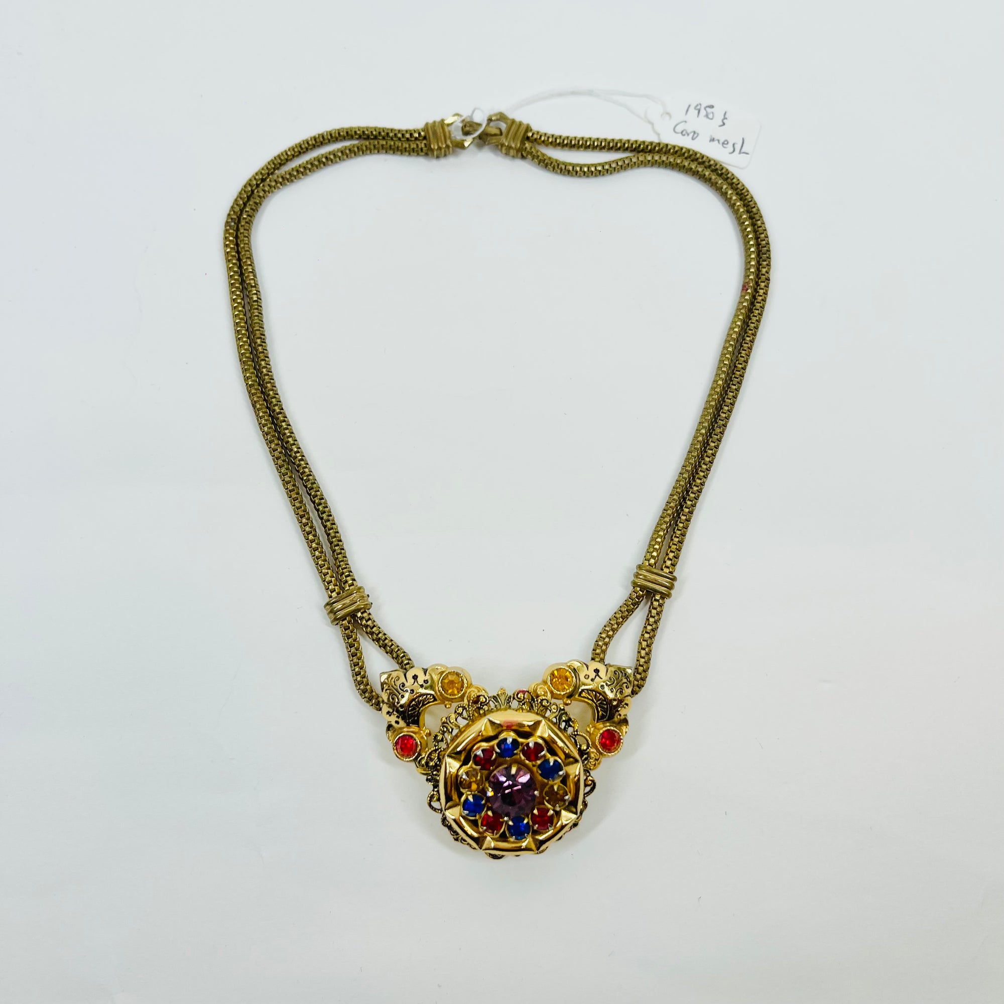 1920s CORO MESH TUTTI FRUITTI PENDANT FESTOON NECKLACE