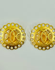 VINTAGE HERMES FANTASIE LOGO BUTTON CLIP ON EARRINGS