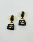 2023 LIMITED EDITION CHANEL CC LOGO BROWN RESIN BAGS DROP PIERCED EARRINGS